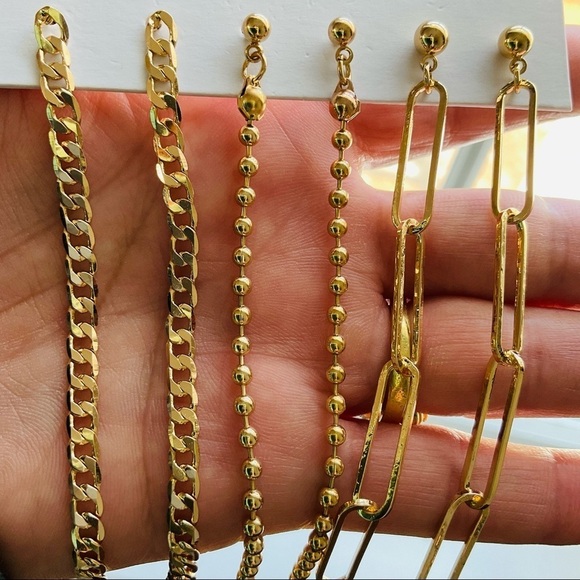 Set of 3 Linear Dangle Drop Gold Earrings - Picture 3 of 6